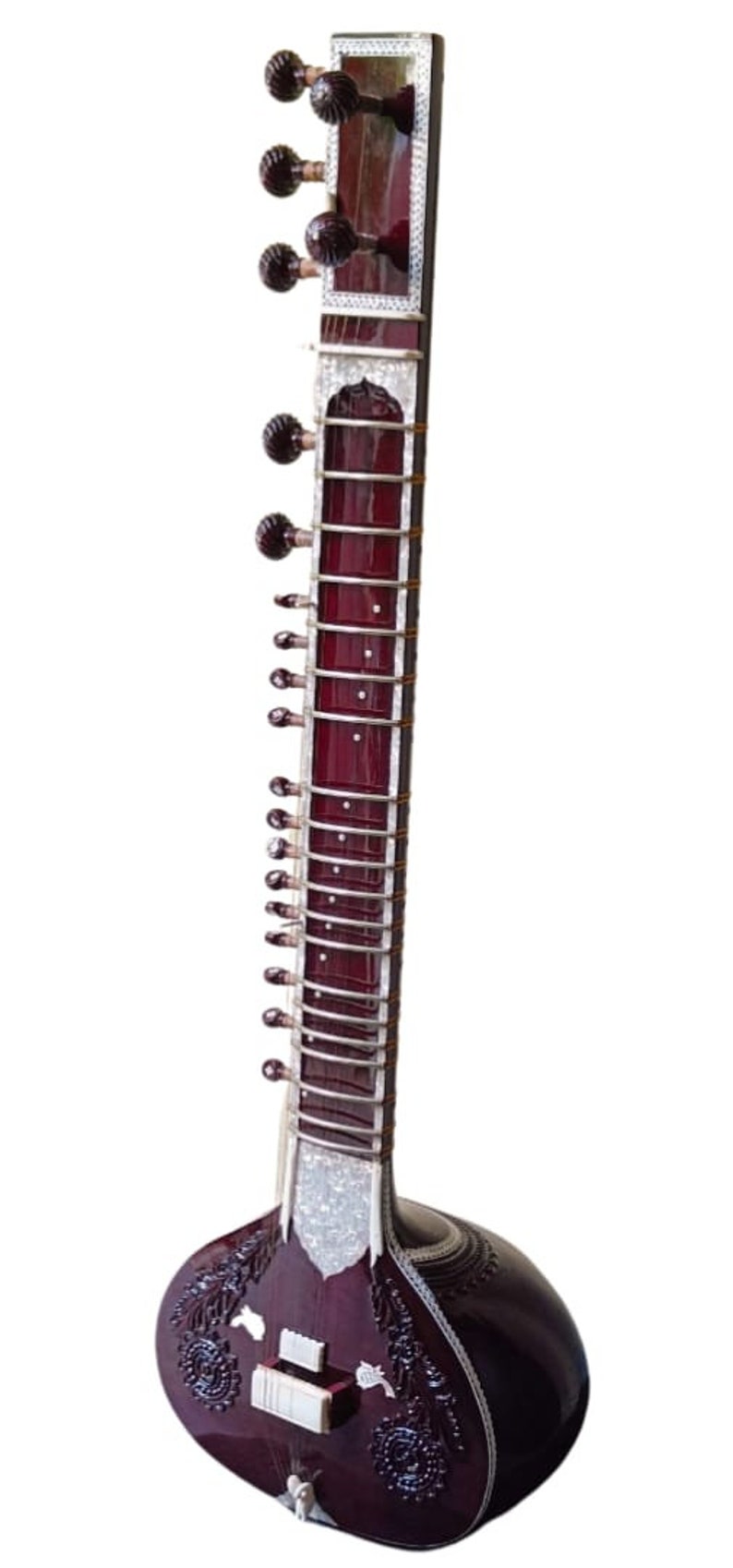 Sitar Indian Styled Vilayat Khan Model Brown Sitar 6 Main String 12 Vibration Musical Instruments Gift For Professional Player and Beginners image 7