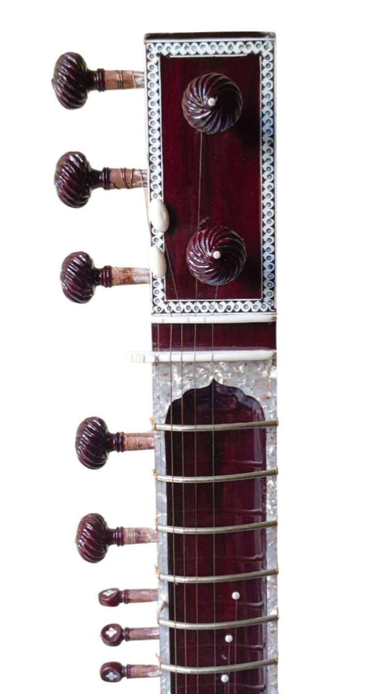 Sitar Indian Styled Vilayat Khan Model Brown Sitar 6 Main String 12 Vibration Musical Instruments Gift For Professional Player and Beginners image 6