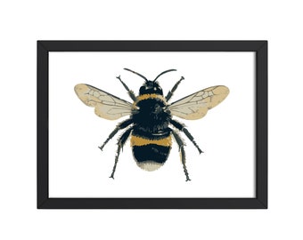 Bumblebee Digital Print, Bee Wall Art, Insect Art Print