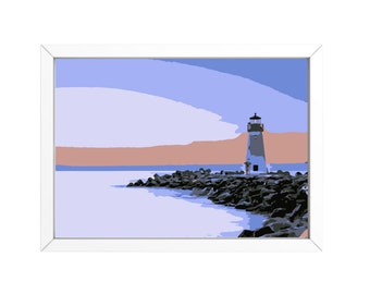 Lighthouse Digital Wall Art Print, Coastal Home Decor