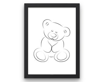 Teddy Bear Nursery Digital Print, Nursery Decor