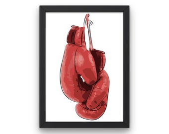 Boxing Gloves Wall Art Print, Sports Digital Print