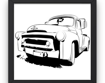 American Tow Truck Digital Print, Vintage Truck Wall Art