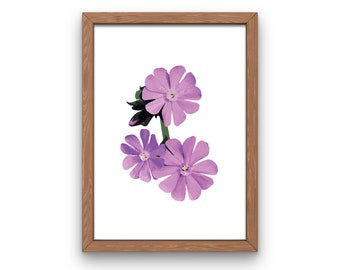 Purple Flower Digital Wall Art Print, Botanical Wildflower Art