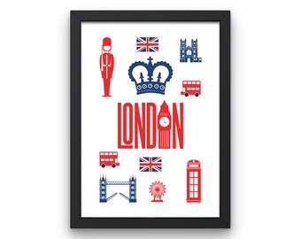 London Digital Wall Art Print, Nursery Bedroom Print