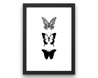 Butterfly Wall Art Print, Retro Vintage Print, Insect Wall Prints