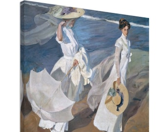 Strolling along the Seashore (1909), Joaquín Sorolla, Fine Art Print on Canvas