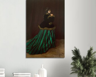 slim fit dress slacks Camille (The Woman in the Green Dress) by Claude Monet Canvas Wall Art  Prints – Big Canvas Art Prints main image 1