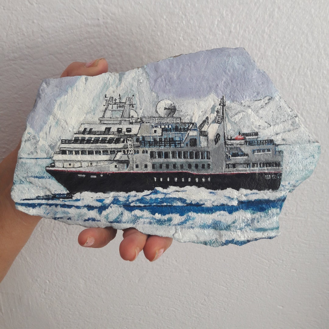 Nautical Ship Acrylic Stone Painting, Hand Painted Rock Art, Hand ...