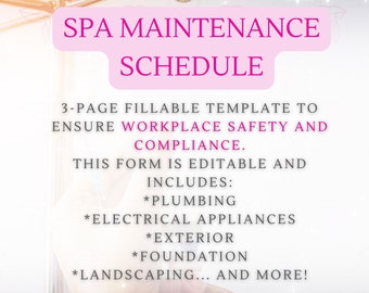 Medical Spa Maintenance Template // 3-Page Fillable Form