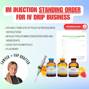 Standing Order + Policy and Procedures for IM Vitamin Injections | IV therapy Business Compliance for Nurses | MedSpa Business