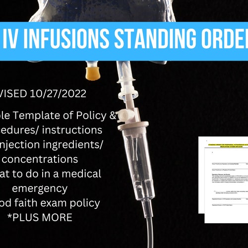 STANDING ORDER IV Infusion Therapy Policy/procedures Etsy