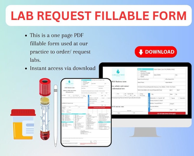 Lab request form template etsy
