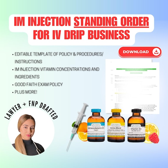 standing orders b12 lipolean injections IM Vitamin Injection Order: IV Therapy Business Template (digital Download) Lipotropic 