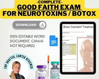 Neurotoxin Good Faith Exam: MedSpa Forms for Botox (Editable)