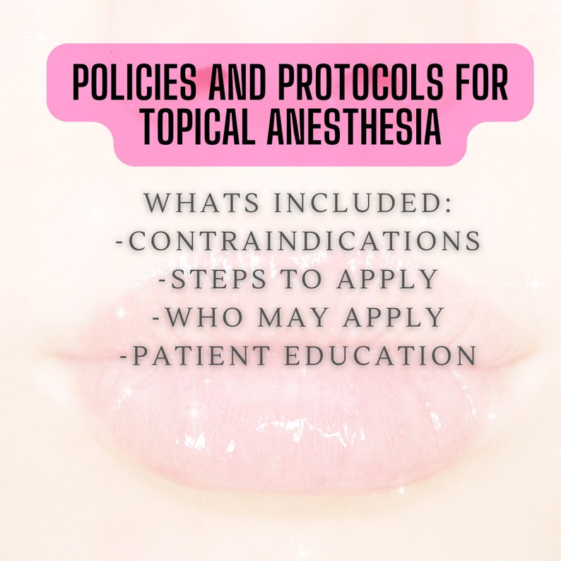 Topical Anesthetic Policy and Protocol for Injectors Etsy