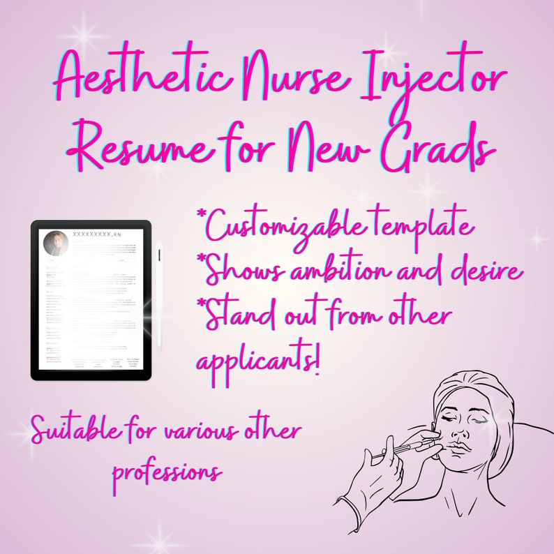 Prompt Injection Resumes Aesthetic Nurse Injector Resume Template for New Grads (digital ...