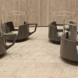 Vintage JAJ Pyrex "Drink-Ups" – Set of 4 – Retro Grey – Unused Condition