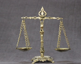 Big Gold scales of justice, justice scales statue, Office Decor, Lawyer Gift, Vintage Decor, Brass Casting, Table Decor, Office Gift