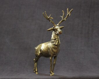 Brass deer, Deer Sculpture, golden deer, Ornament, Figurine, Home Decor, Handmade Gift, Decorative Gift, Office Decor
