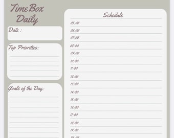 time box daily pdf. ready to print (grey)