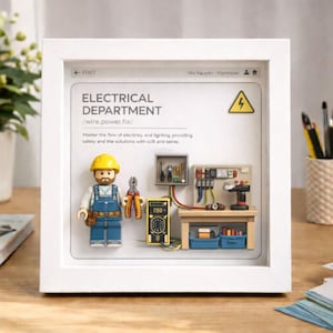 Custom Photo 3D Acrylic Electrician Gift, Personalized Electrical Shadow Box Frame,Tradesman Gift, Handyman Gift, Workshop Decor Keepsake A1