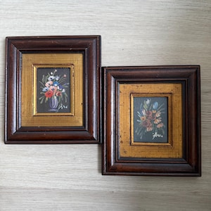 2 oil painting flower paintings