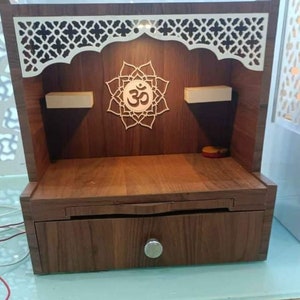 18x12x10 Wooden Temple for Home and Office|Home Temple | Puja Mandir|Wall Hanging & Table Top Home Mandir, ( Color Yellow) Pooja temple home