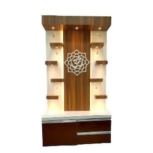 Wooden Temple White for Home and Office|Home Temple | Puja Mandir|Wall Hanging & Table Top Home Mandir, ( Color Brown) Pooja temple