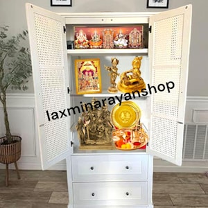 6 feet Wooden Temple White for Home and Office | Home Temple | Puja Mandir |Wall Hanging & Table Top Home Mandir ( Color Brown) Pooja temple