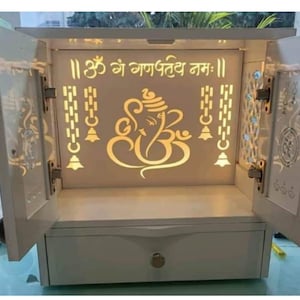 Puja Mandir Wooden Temple White for Home and Office | Home Temple | Puja Mandir |Wall Hanging & Table Top Home Mandir puja ghar pooja mandir