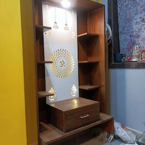 18x12x10 Wooden Temple White for Home and Office|Home Temple | Puja Mandir|Wall Hanging & Table Top Home Mandir, ( Color Brown) Pooja temple