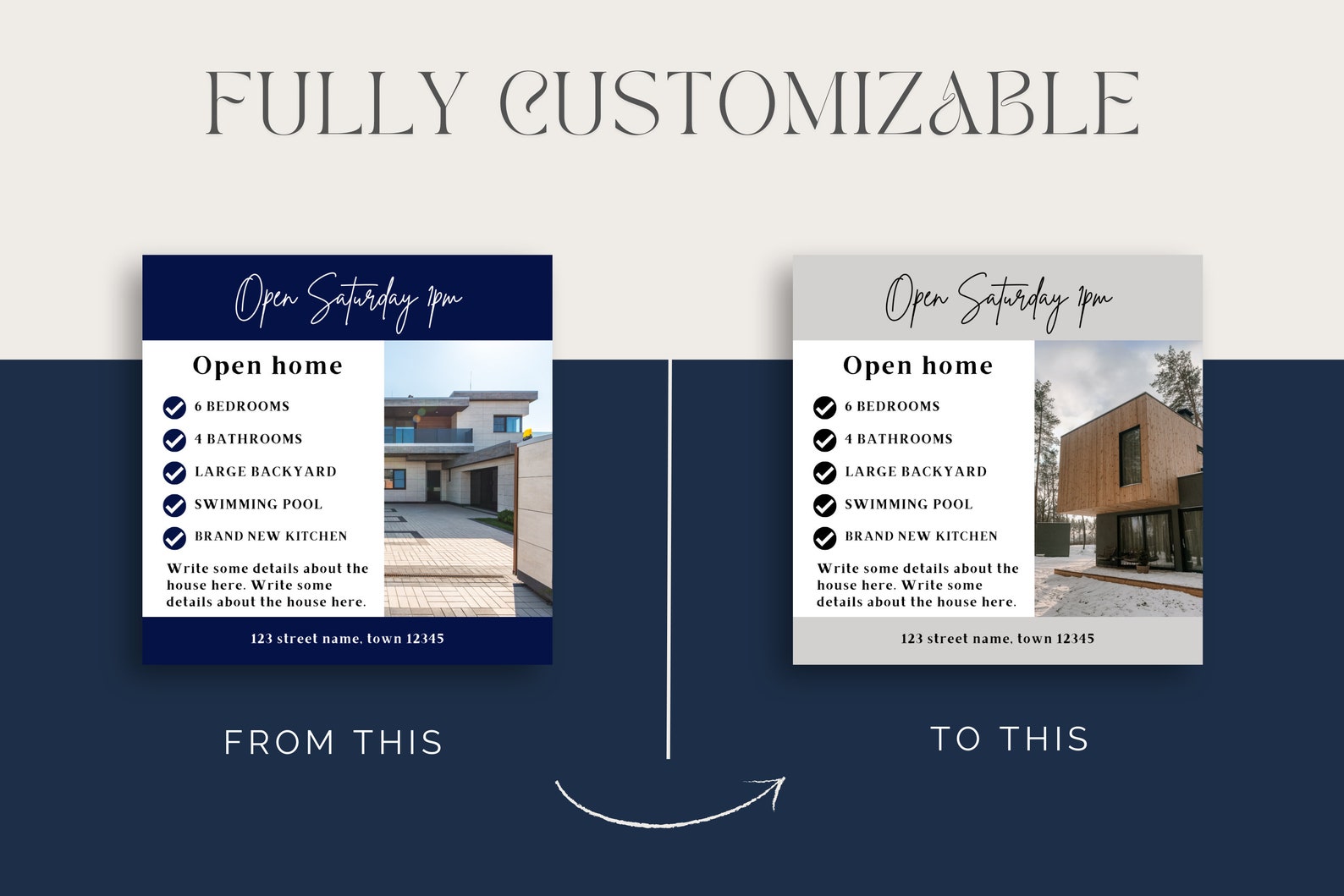 100 Navy Blue Real Estate Social Media Canva Template, Real Estate ...