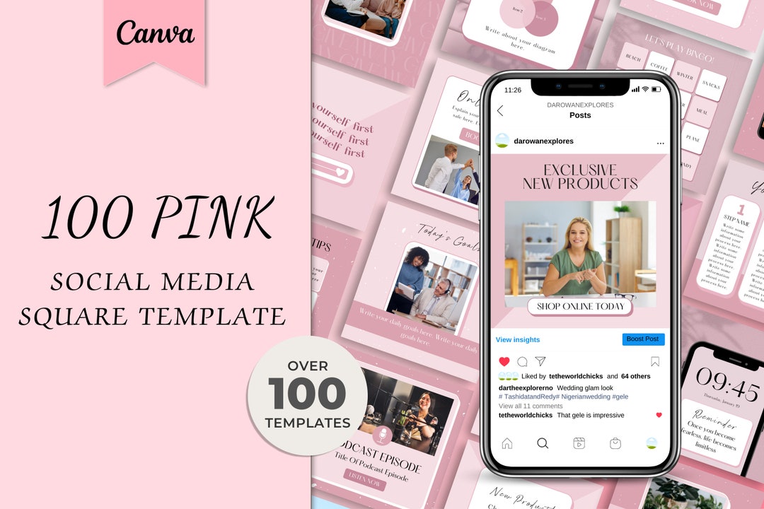 100 Pink Instagram Templates | Pink Social Media Templates| Canva ...