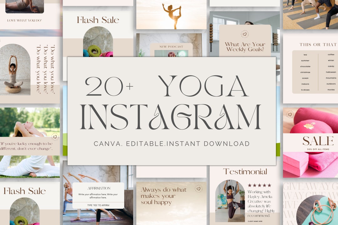 Yoga Canva Boho Instagram Templates Health and Wellness Canva Instagram ...