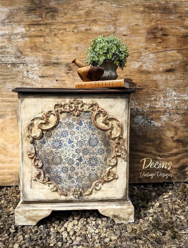 Dixie Belle Furniture Decoupage Rice Paper Blue Glass Ornate SPEND 50