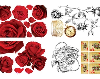 Dixie Belle Furniture Transfer - Roses Are Red - Artisan Quality - Decoupage - Rub-on