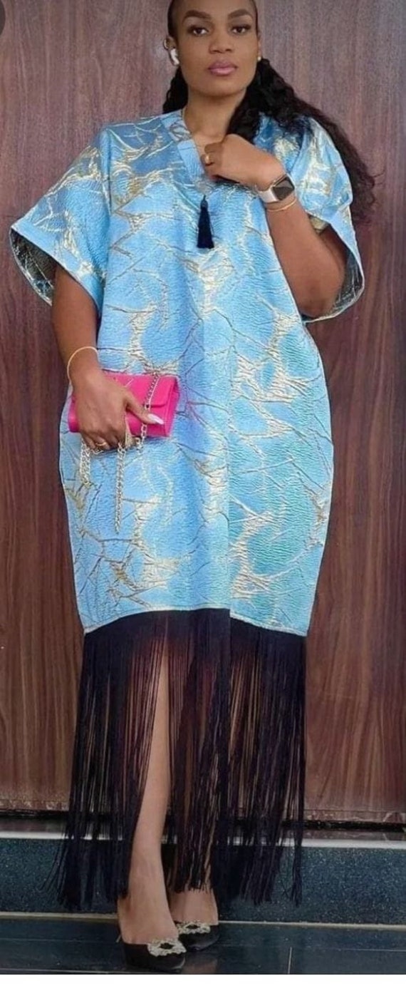 Made to Order Damask Loose Fit Dressmini Bubu With Long Black Fringe  Trimmings. Multiple Colors and Fabric Patterns Available. - Etsy UK