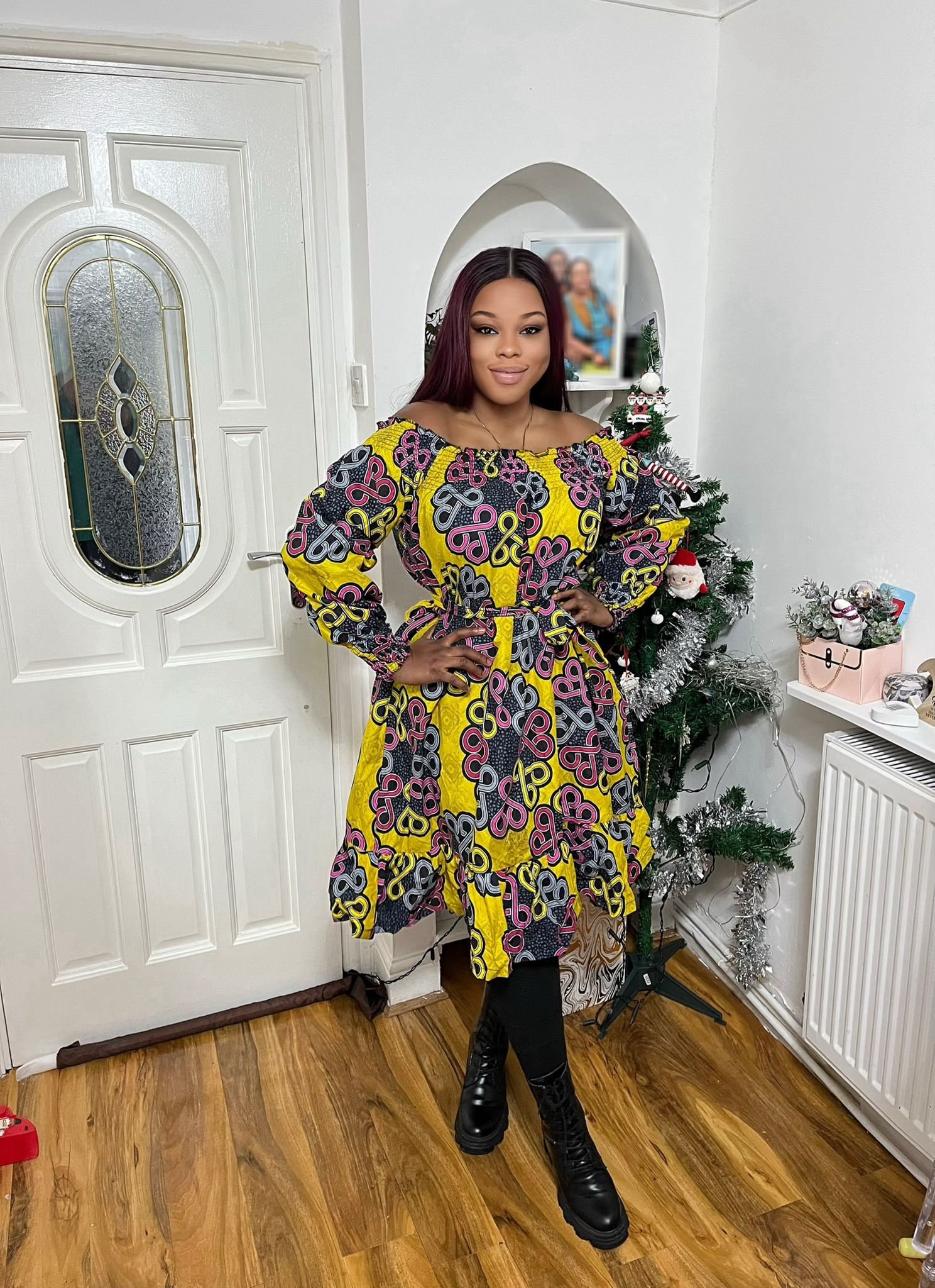 slim fit dress slacks African Print Fit & Flare Dress with Pockets