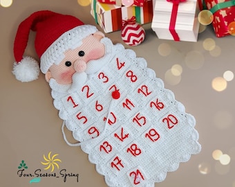 PDF Advent Calendar crochet pattern in English language Christmas Santa Wall Hanging Amigurumi Christmas Decor