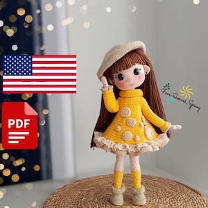 Patrón de crochet para muñeca de juguete ELENI en inglés