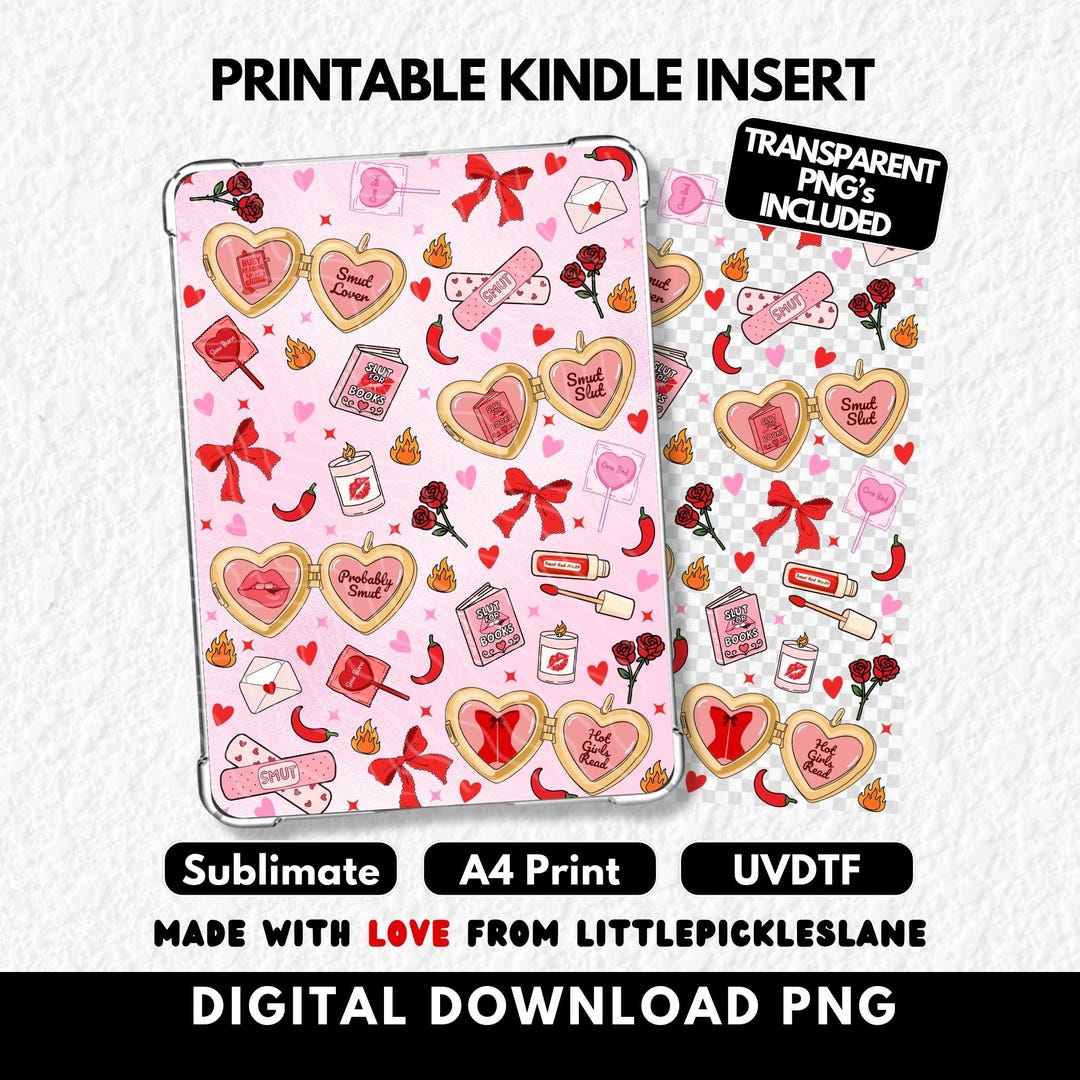 Kindle Printable Case Insert Cover, Smut Romantasy Bookish Girls, UVDTF ...