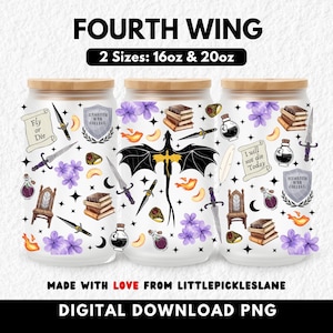 Czwarta puszka szklana Libbey Tumbler Wrap 16oz/20oz PNG, Miłośnik książek fantasy, Sublimacja na kubek UVDTF, Dragon Trending Booktok