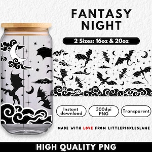 Fantasy Dragon 16oz 20oz Glass Can Tumbler Wrap PNG, Bookish Libbey Cans Sublimation UVDTF Design, Booktok Books, Dark Romantasy Designs