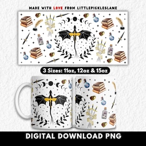 Fourth Wing Sublimation Mug Wraps PNG, Coffee Mugs Designs, Tea Cup Digital Wrap for Prints, Dragon Bookish Books Lover, Book Club Girl