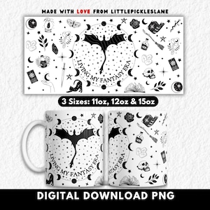 Fantasy Dragon Mug Sublimation Wrap, Coffee Mugs Designs, Romantasy Book Cup Wraps, Popular Books Bookish Girl (Digital Download PNG)