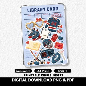 Hockey Romance Kindle - Custodia stampabile con inserto, Bookish Girls, UVDTF e sublimazione, download digitale, design PNG PDF, stampa a casa