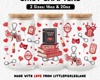 Spicy Book Tumbler Wrap Png 16oz Libbey Glass Can Wraps, Smut Books, Sublimation UVDTF Design, Bookish Romance Girl Reader, Digital Download
