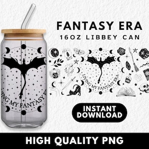 Fantasy Dragon Books 16oz Glass Can Wrap, Libbey Beer Cans, Bookish Booktok Girl PNG, Tumbler Cup Wraps, Sublimation UV DTF Design, Reading