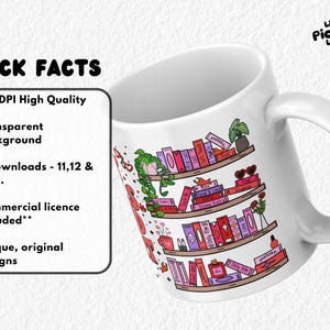 Bold “Hot Girls Read Smut” mug wrap design featuring playful, spicy bookshelf illustrations stacked with romance and smutty book titles, iced coffee, heart glasses, chili peppers, and cute girly decor. Designed for 11oz, 12oz, and 15oz sublimation mugs. Perfect for BookTok fans, romance readers, and steamy book club gifts. A sassy, eye-catching design that celebrates spicy reading obsessions in aesthetic style.